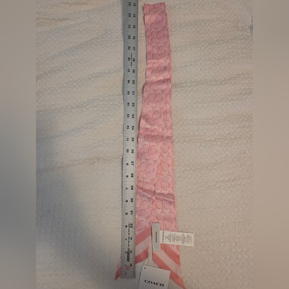 NWT Coach Signature Print Silk Skinny Scarf - Picture 6 of 9